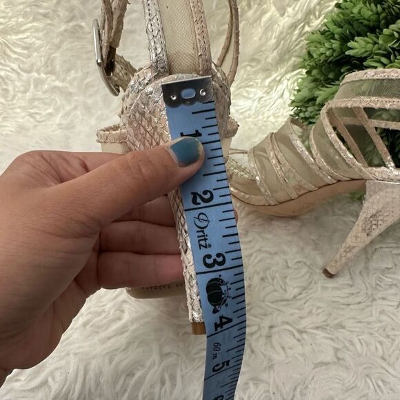 LOEFFLER RANDALL Paige Strappy‎ Python Metallic Leather Cage Sandals 5.5B NEW - Picture 6 of 9